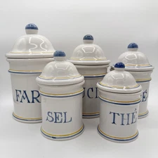 Pierre Deux Vintage French Ceramic Storage Canister Set Of 5