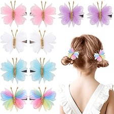 Hair Clips, 10PCS Mini Butterfly Hair Barrettes, 2" Tulle Tulle Butterfly