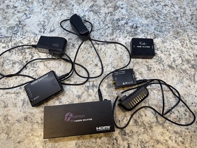 HDMI 5x1 Switch, HDMI 1x4 Splitter, HDMI to Analog Converter 1080P - sold as lot