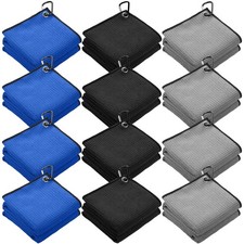 Golf Towel Bulk Microfiber Waffle Pattern Clip Fitness Camping Yoga 16x16 Inch