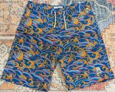 Psycho Bunny Boys Lined Swim Trunks Size 14/16 Excellent Condition Geometric