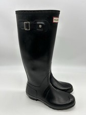 Hunter Original Tall Gloss Rain Boots Black Womens Size 7 Waterproof Welly