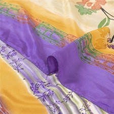 Sanskriti Vintage Saree Ivory Pure Crepe Floral Printed Sari 5.5 Yd Craft Fabric