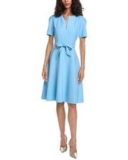 Oscar De La Renta Wool-Blend Midi Dress Women's Blue 12