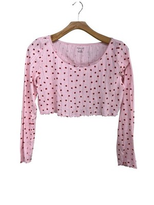 Out from Under Urban Outfitters Strawberry Print Pointelle Set Crop Top Large