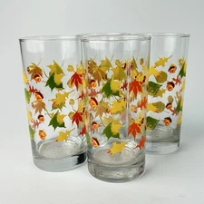 Greenbriar Fall Leaves Water Glasses Set of 4 NEW Vintage