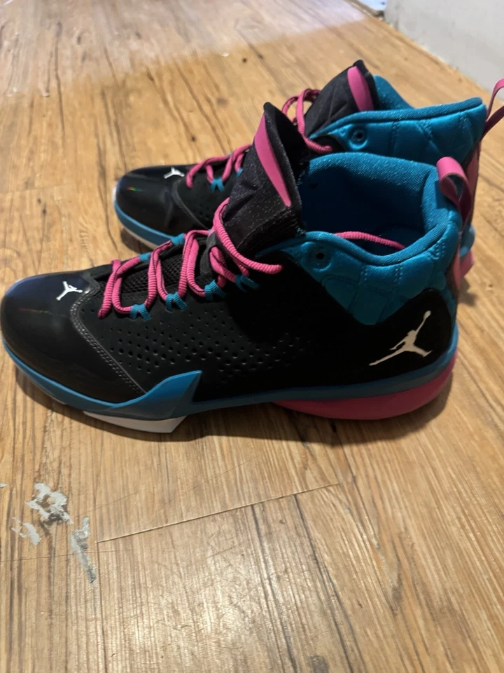 Jordan Flight Time 14.5 South Beach Talla 13 Negro Teal Rosa 654272-026 Foto 4 de 4