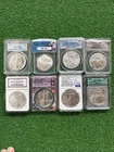 Assorted Lot of 8 - American Silver Eagles 1oz - Various Dates & Grades