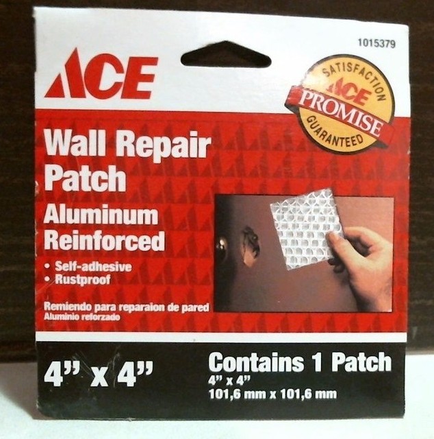 Ace 02001 Wall Repair Patch Aluminum Reinforced 4" X 4" Self Adhesive