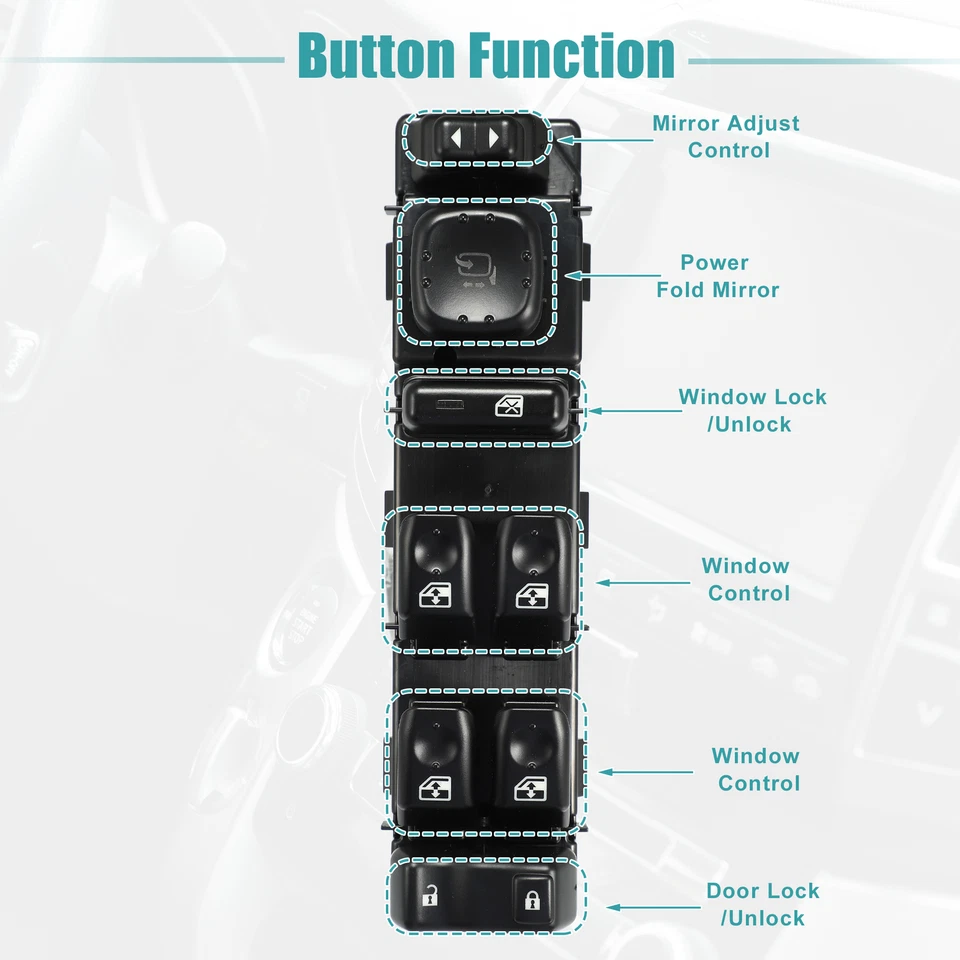 Interruptor de janela de energia Left Master para Chevrolet Avalanche 1500 2003-2006 para GMC - Imagem 3 de 4