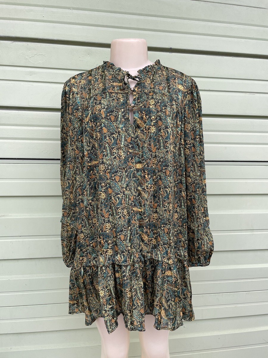 zara green paisley dress ZARA WOMAN'S PAISLEY PRINTED MIDI DRESS GREEN/MULTICOLOR SS22 NWT  8977/655/500