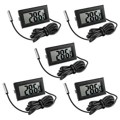 5 Stück Aquarium Digital Thermometer Mit Fühler, Temperatursensor Wasserdicht Mi