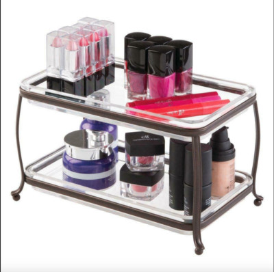 InterDesign Double Tray Vanity Cosmetics, Jewelry and Make Up Organizer Bronze