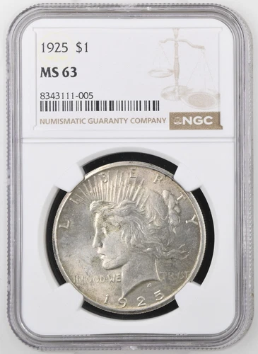 1925 Peace Dollar NGC Certified MS63