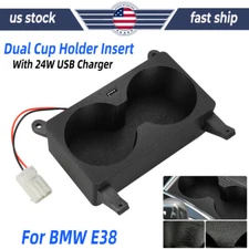 For BMW E38 7-Series Cup Holders with 24W USB Charger 740i 740iL 750iL 1995-2001