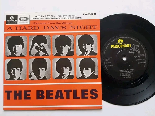 BEATLES HARD DAYS NIGHT EP UK REISSUE SOLID CENTRE PRESSING 7" VINYL Ex/NR MINT