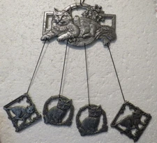 Kitty Cat Wind Chimes Metal 16"