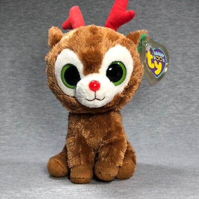 TY Beanie Boos - 6'' COMET the REINDEER (Solid Eyes Purple Tag) MWCT - RETIRED