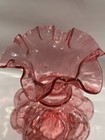 Vintage Fenton 8" Quilted Cranberry Glass Ruffled Melon Vase Elegant BEAUTIFUL  — photo 5