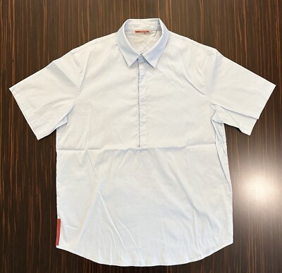 Prada Sport light blue half button men s short sleeve shirt size M