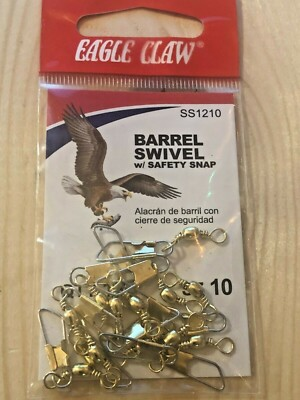 #ad Eagle Claw Fishing Tackle Barrel Swivel Safety Snap 12 Size 10 SS1210 $2.99