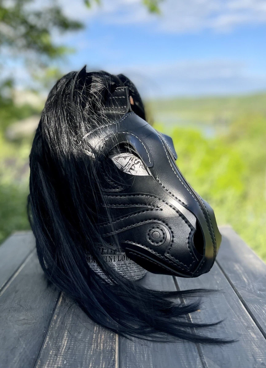 Leather Horse Mask, Cosplay Pony Play Hood, Horse Head Handmade Mask