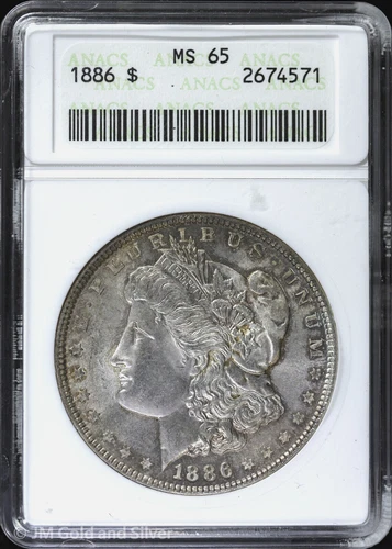 1886-P $1 Morgan Silver Dollar ANACS MS 65 | Soap Box Toned Uncirculated UNC BU
