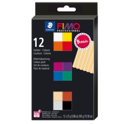 (54,83 /kg) Fimo professional Materialpackung basic 12 Farbtöne zu je 25g