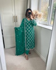 New Arrival Teal Green Georgette Salwar Kameez With Dupatta For Women