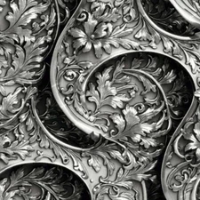 Western Style Silver Engraving 45- 18"x46" Hydrographic Film Hydro Dipping