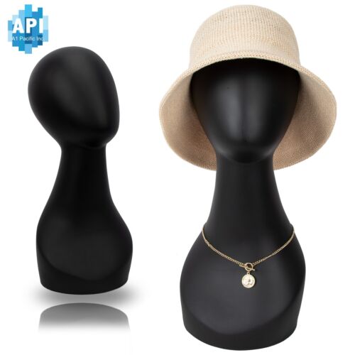 Matte Black Female Mannequin Wig Head Shoulder Bust Display Hair Hat Mask AB-B - Picture 1 of 6