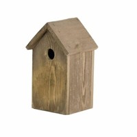 Nistkasten Fsc Kiefernholz 15X14X25Cm Vogelhaus Brutkasten Grau Braun Natur