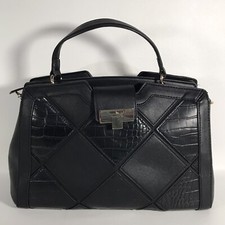 NINE WEST Henley Satchel Crossbody Bag - BLACK Faux Leather 2 Compartments NEW