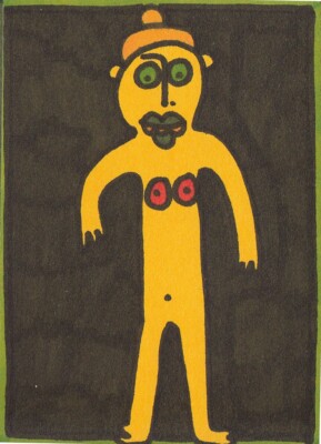 Original Zeichnung/Gemälde von Jay Snelling - Outsider Art Brut - ungewöhnlich ACEO ATC