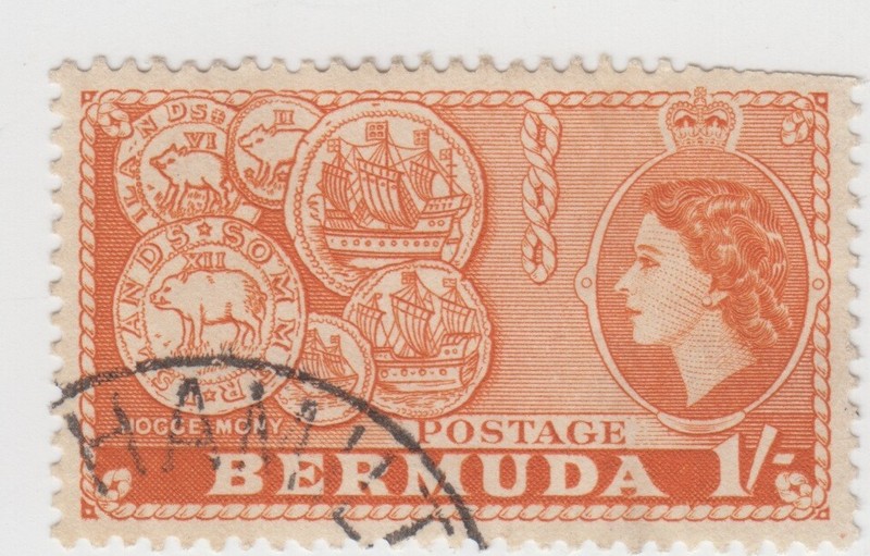 Bermuda 1953. Hog coins of Bermuda. QEII.  1 s. Sc# 155. Used NG