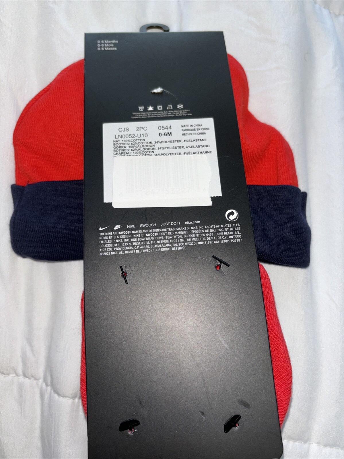 PONY Calzini stivaletti Nike cappello e culla set 2 pezzi taglia 0 6 mo neonato bambino ragazzo rosso blu nuovi