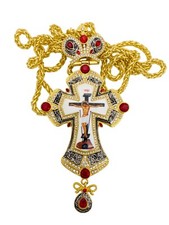 Pectoral Cross Jesus Red Crystallized Silver  Gold Priest Bishop Clergy Pendant