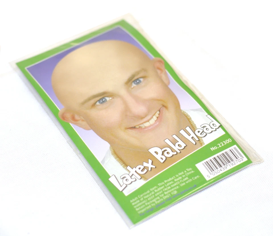 THE RUBBER PLANTATION TM Funny Fake Bald Head Skinhead Baldy Clown Mens Ladies Fancy Dress Wig Cap Kojak