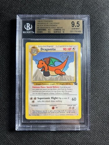 1999 Pokemon Game Black Star Promos #5 DRAGONITE First Movie Quad BGS 9.5+ True - Picture 1 of 2