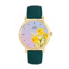 Toff London TLWS-59048 Ladies Yellow Daffodil Flower Watch