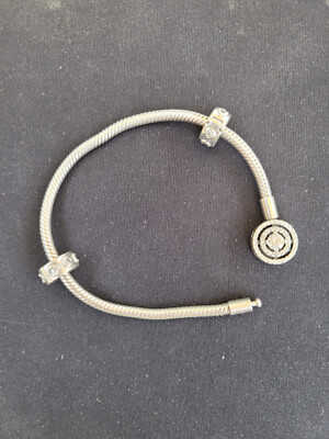 Bracelet Vintage Argenté Avec Strass - 17cm, Style Rétro Chic