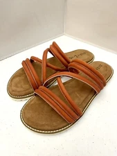 Diba True Cedar Cove Sandals Women’s Size 8 M Coral Orange Leather Strappy Flats