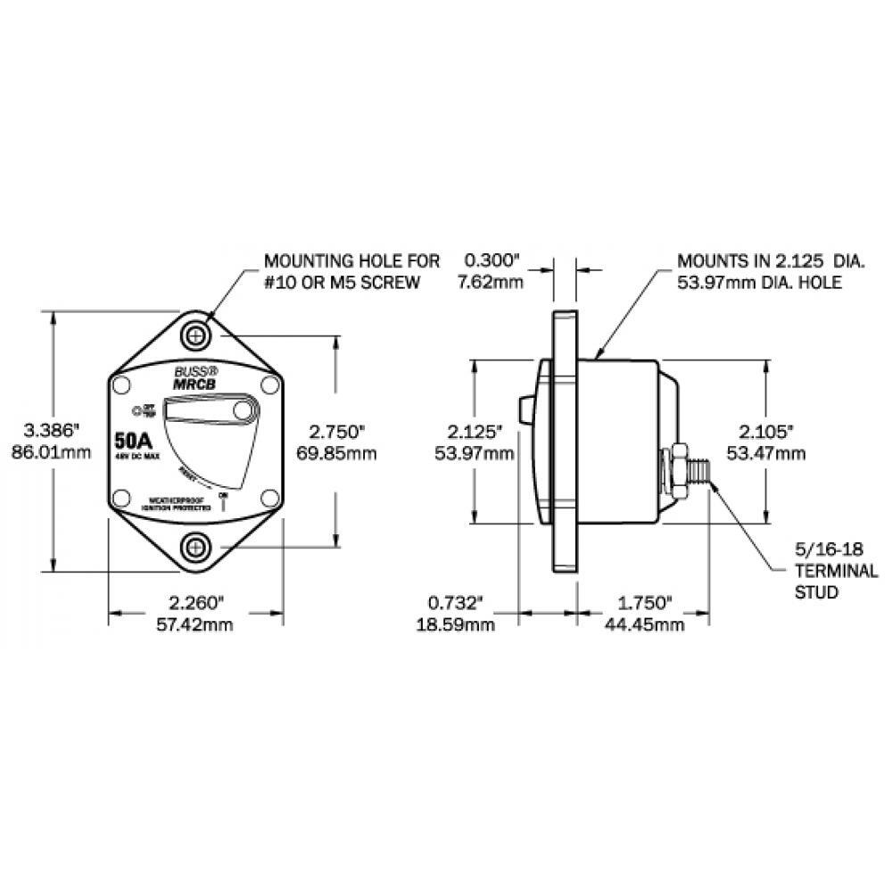 Blue Sea 7044 Marine 187-Series Circuit Breaker - Panel Mount 100A