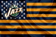 Utah Jazz NBA Team Logo Basketball Wall Flag Print Gift for Fan POSTER CANVAS