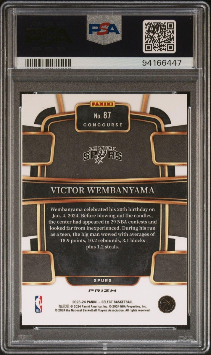 2023-24 Panini Select #87 Victor Wembanyama Green Shock Prizms PSA