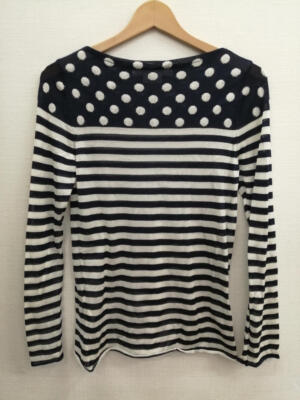 COMME DES GARCONS Navy Dot Border Knit Top Size S | eBay