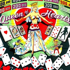 Gottlieb Queen of Hearts Pinball Machine Game Backglass Silkscreened NEW