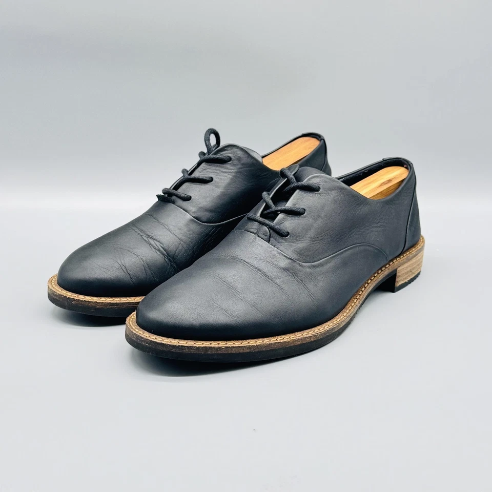 ECCO Shoes Womens 7-7.5 Black Leather Oxford Derby Sartorelle Slip On Dress - Image 4 of 4