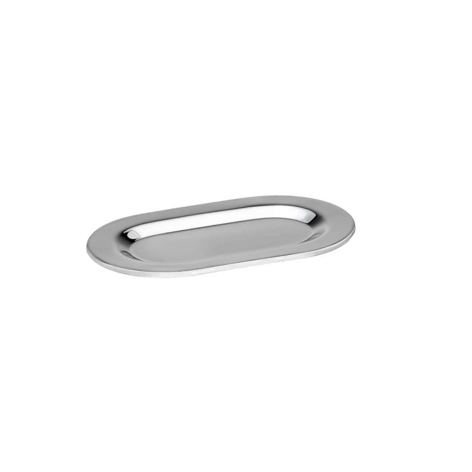 Mini Tablett 12 x 7 cm versilbert oval Servierplatte Snackplatte Serviertablett - Bild 1 von 1