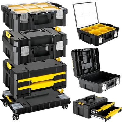 Stackable Rolling Tool Box 3 Tier Modular Tool Organizer System for Garage